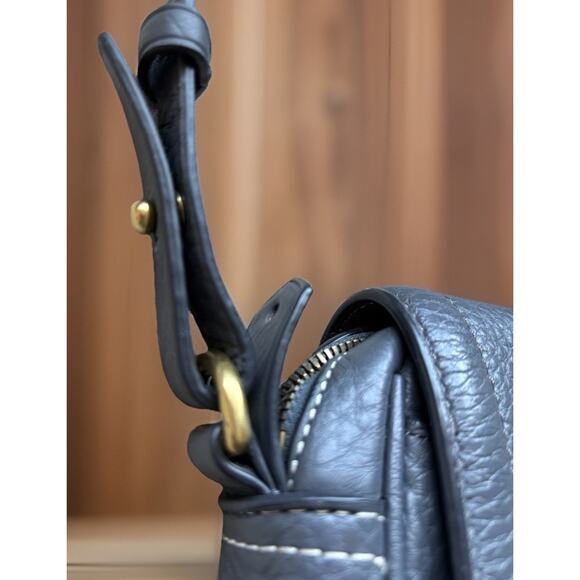 J.Crew Signet Flap Crossbody Bag – Minimalist Dark Grey Pebbled Italian Leather - Picture 10 of 12